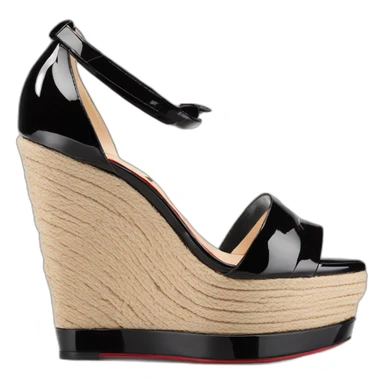 Platform wedges black louboutin sandal patent sticker