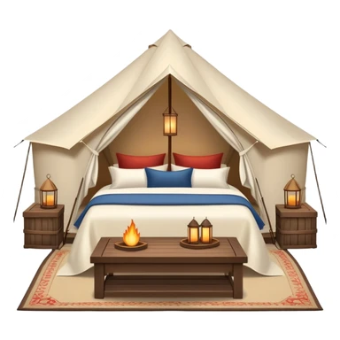 luxury glamping tent with elegant furniture and decorations sticker