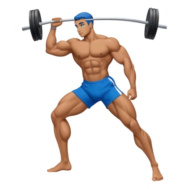 side-view of bodybuilder with blue shorts glute-bridges sticker