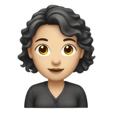 white woman dark hair presenting a slide sticker