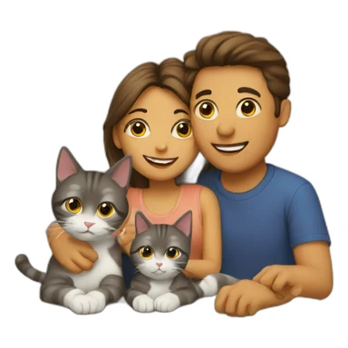 Family with 2 cats sticker