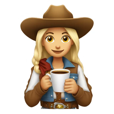 Cozy cowgirl wearing a cowboy hat sipping coffee sticker