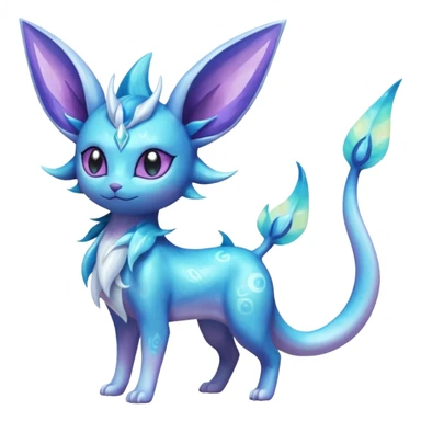 Shiny Nebulae Espeon-Lumineon-Vaporeon-Amaura-Glaceon-Dragonair-Fakémon-hybrid-creature (full body)  sticker