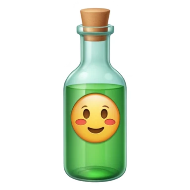 message round bottle with paper inside green sticker