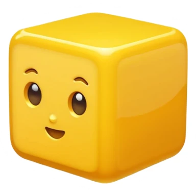 solid yellow, three-dimensional resin square desktop icon, chunky and cute, no picture sticker