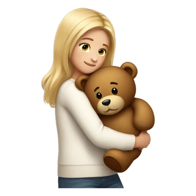girl hugging a big teddy bear sticker