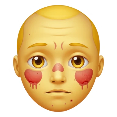 A circular yellow face with many small and close together face herpes sores sticker