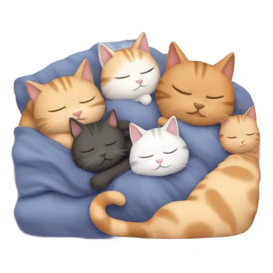 4 cats sleeping with human sticker