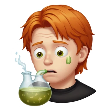 Ron Weasley with ginger hair vomiting slugs sticker