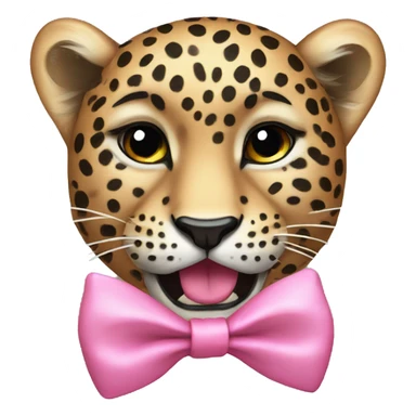 face of a leopard with a pink bow sticker