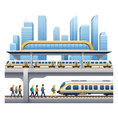 a train station between two cities sticker