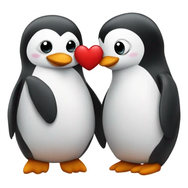 2 cute penguins kissing and hearts around them sticker