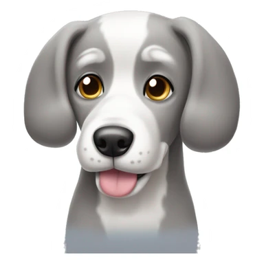 Grey and white doodle dog w big eyebrows sticker