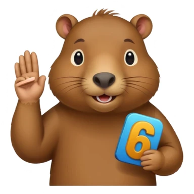Capybara holding the number 6 and 7 in hands sticker