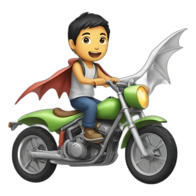 Half Asian boy riding a pterodactyl sticker