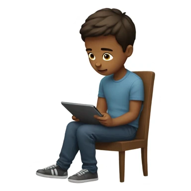 Boy using iPad  sticker