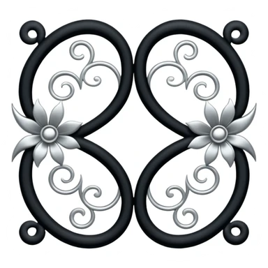 Black and silver filigree page divider, 3D, extremely detailed design sticker