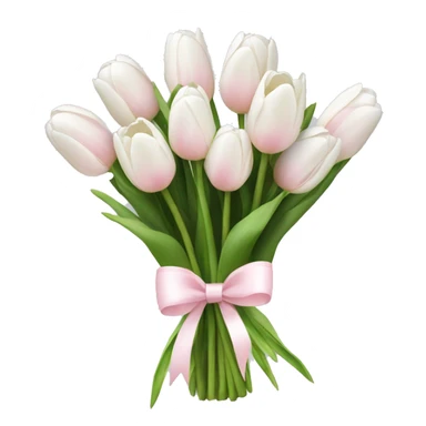 White tulips bouquet with light pink bow  sticker