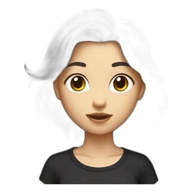 Une fille blanche au chexveux noir et long avec un t-shirt de chat sticker