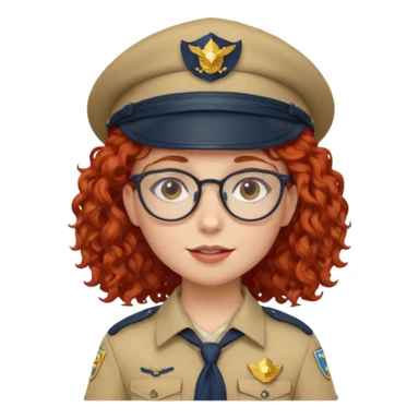 scout girl with red curly hair and uniform and hat and glassess sticker