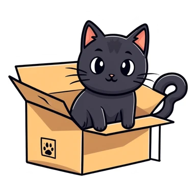 Black cat in the box sticker