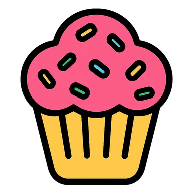 colorful cupcake icon with sprinkles sticker