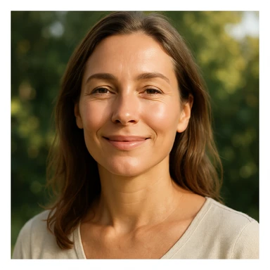 woman with excellent hormonal balance, hyper realistic style, healthy and radiant appearance, serene expression, realistic details, positive atmosphere sticker