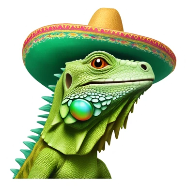 Iguana wearing a mexican sombrero sticker