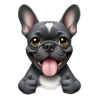 dark grey french bulldog doing thumbs up sticker