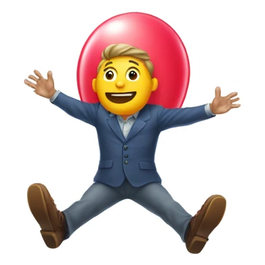 Man floating from his big balloon hands sticker