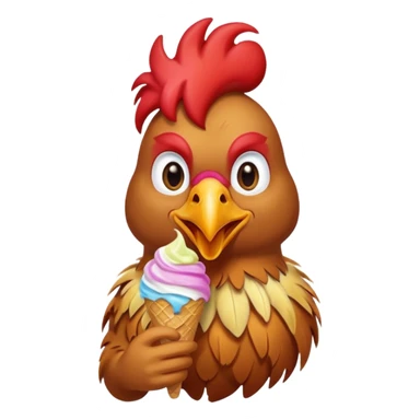 Rooster eating ice cream sticker