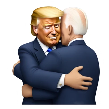 realistic donald trump and joe biden hugging sticker