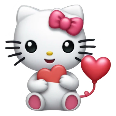 hello kitty holding a heart sticker