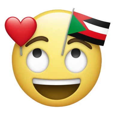 Smiley with hearts eyes and palestine flag sticker