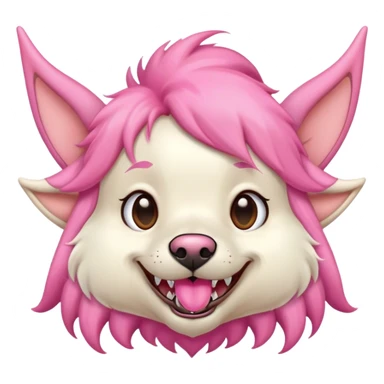 a dog with freaking elf ears and big lips and gapped teeth and pink fur  sticker