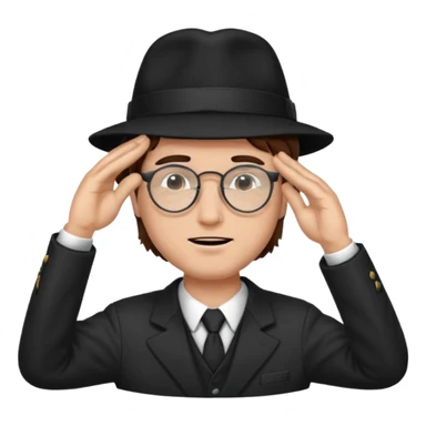 Brown hair man black hat glasses Salute with tear coming out eye sticker