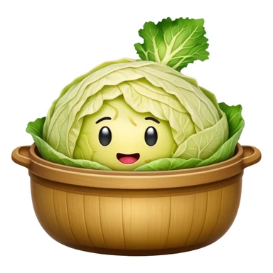Cinematic Realistic Sauerkraut Dish Emoji, depicted as a tangy, fermented cabbage dish rendered with vibrant textures and natural, appetizing lighting. sticker
