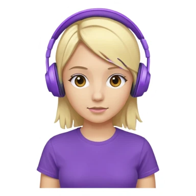 blonde girl with purple headphones and tshirt  sticker