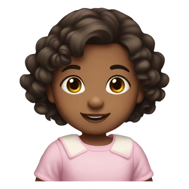 Baby girl with dark hair and brown eyes smiling  sticker