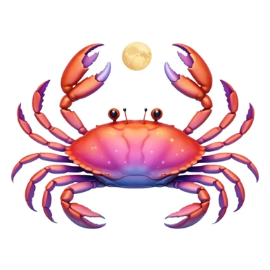 Realistic iridescent soft pink opalescent Celestial cancer Crab water dreamy astrology moon stars starry sticker