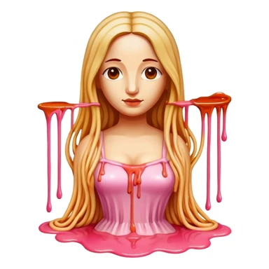  SPAM meat melted pink dripping sauce spaghetti dress monalisa portrait sticker