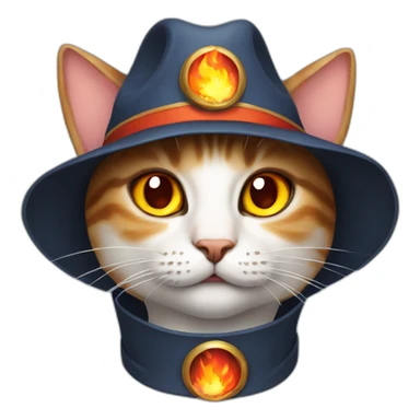a cat wearing a hat with fire in it's eyes sticker