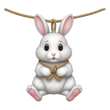 A bunny hanging tightly from a rope  sticker