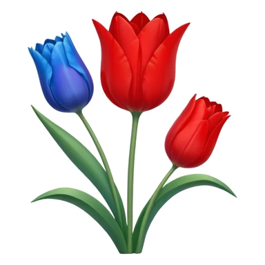 Half red moon and blue tulip sticker