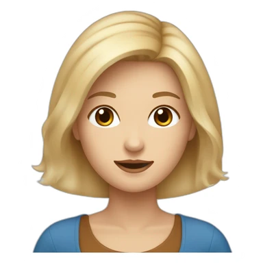 vrouwtje met blond haar tot op de schouders, blauwe ogen, sproeten, bruine wenkbrauwen sticker