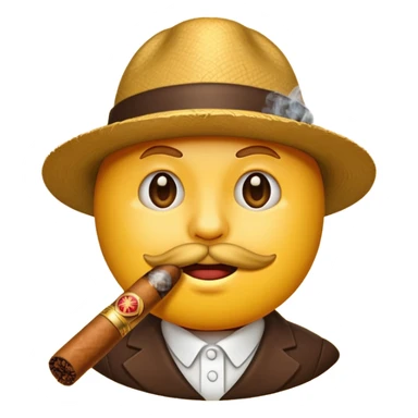 a shush emoji but a cigar instead of a finger sticker