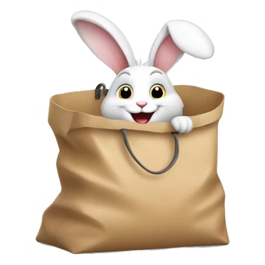happy rabbit in bag sticker
