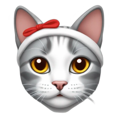 grey and white cat with red headband below ears rambo style sticker