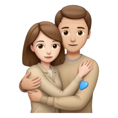 A white man with brown hair in pale beige clothes supports and hugs a woman in pale beige clothes sticker