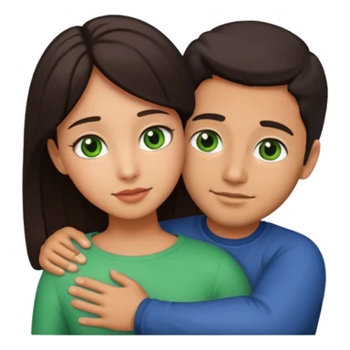 i want a emoji picture of a romantic hug with a latin guy and a dark hair girl with green eyes sticker